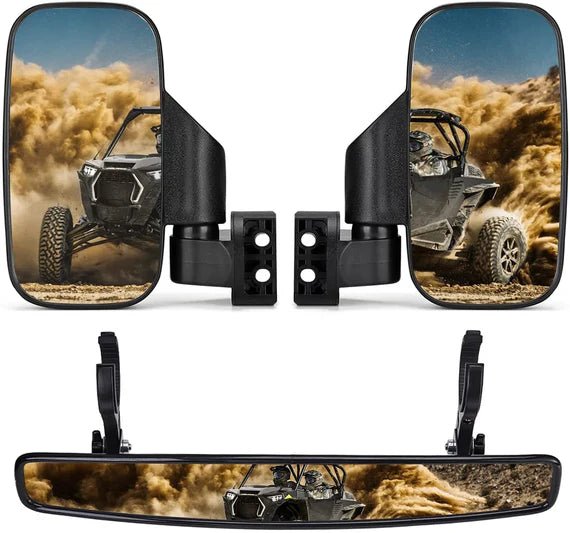 Side Mirrors and Center Mirror for Can Am Commander 1.75" to 2" Roll Bar - 3 Star UTV