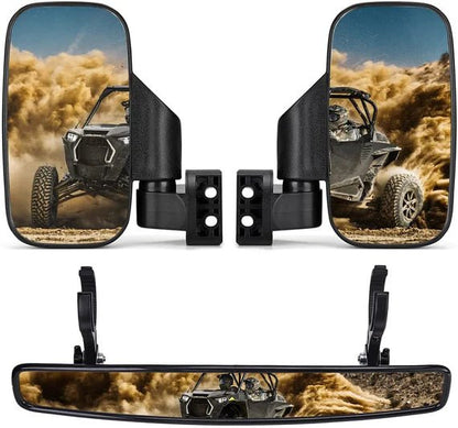Side Mirrors and Center Mirror for Can Am Commander 1.75" to 2" Roll Bar - 3 Star UTV