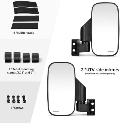 Side Mirrors and Center Mirror for Can Am Commander 1.75" to 2" Roll Bar - 3 Star UTV