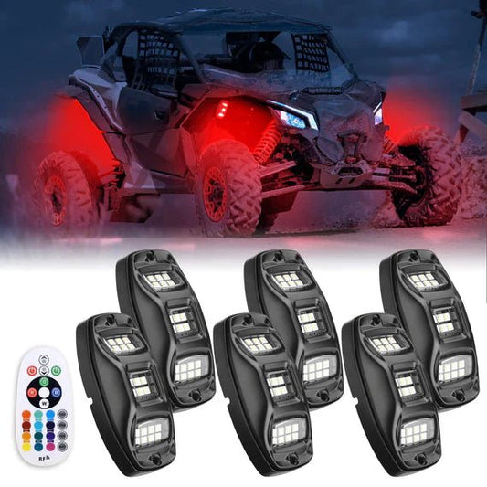 Universal 6 Pods RGB Rock Light Kit for UTV ATV Jeep Truck SUV Car - 3 Star UTV