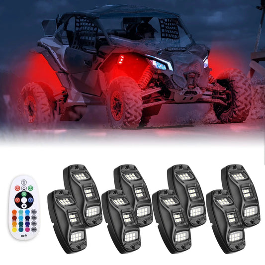 Universal 8 Pods RGB Rock Light Kit for UTV ATV Jeep Truck SUV Car - 3 Star UTV