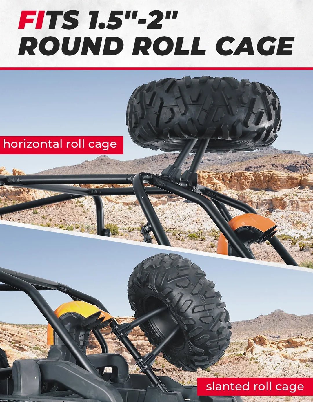 Universal UTV Spare Tire Carrier for 1.5–2 Inch Roll Cages - 3 Star UTV