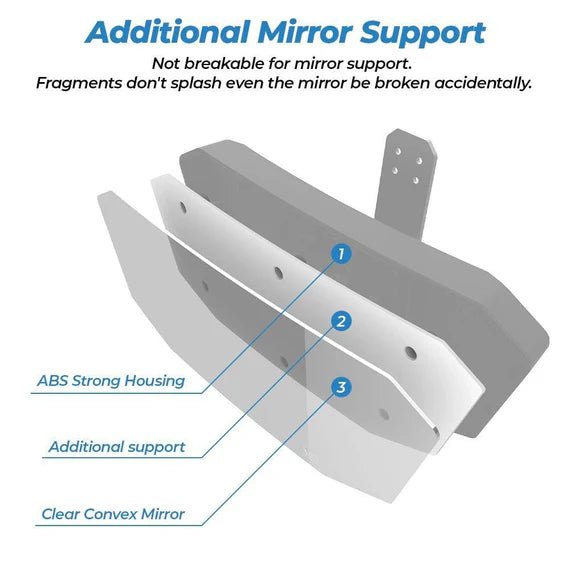 Upgraded Rear View Mirror for Polaris Ranger 500/570/900/1000 Crew XP - 3 Star UTV