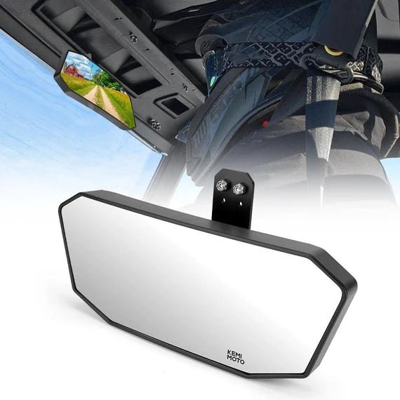 Upgraded Rear View Center Mirror For Polaris Ranger 570, 900, 1000 (2017-2025) – Convex, Adjustable, Mounting Hardware Included