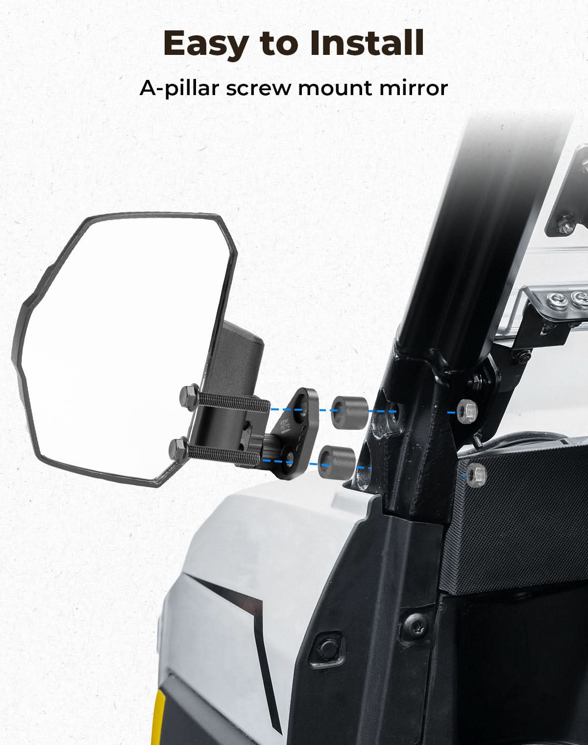 UTV Large Side Mirrors for Polaris Ranger/Crew XP 1000 2018-2025 - 3 Star UTV