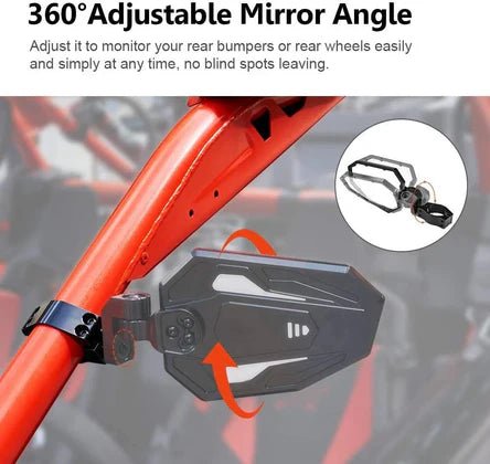 UTV Rear View Side Mirrors for Can Am Maverick X3/ RZR w/ 1.75" - 2" roll bar (1 pair) - 3 Star UTV