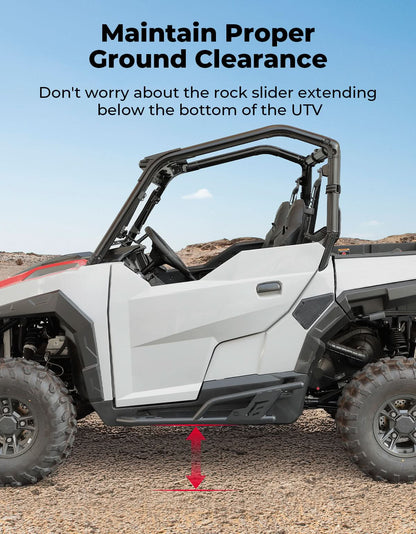 UTV Rock Sliders Nerf Bar for Polaris General 1000/ General XP 1000, 2016 - 2025 - 3 Star UTV