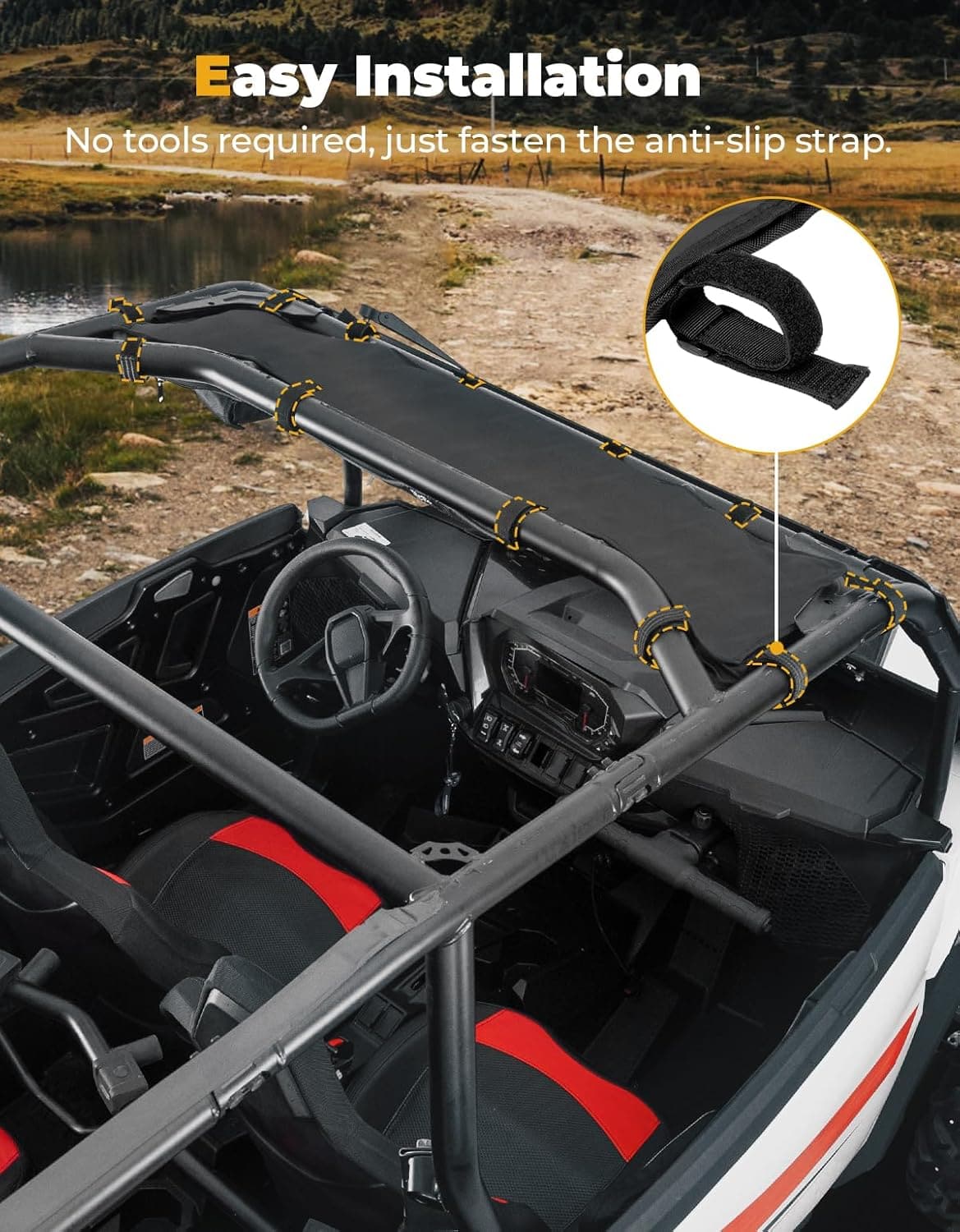 UTV Roof Bag Overhead Storage Bag for Polaris RZR XP 1000/ 4 2024 - 2025 - 3 Star UTV