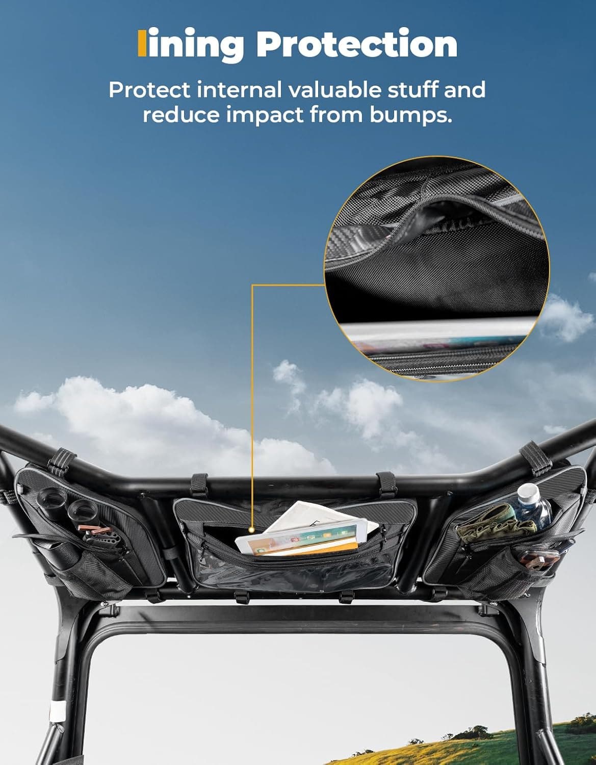 UTV Roof Bag Overhead Storage Bag for Polaris RZR XP 1000/ 4 2024 - 2025 - 3 Star UTV