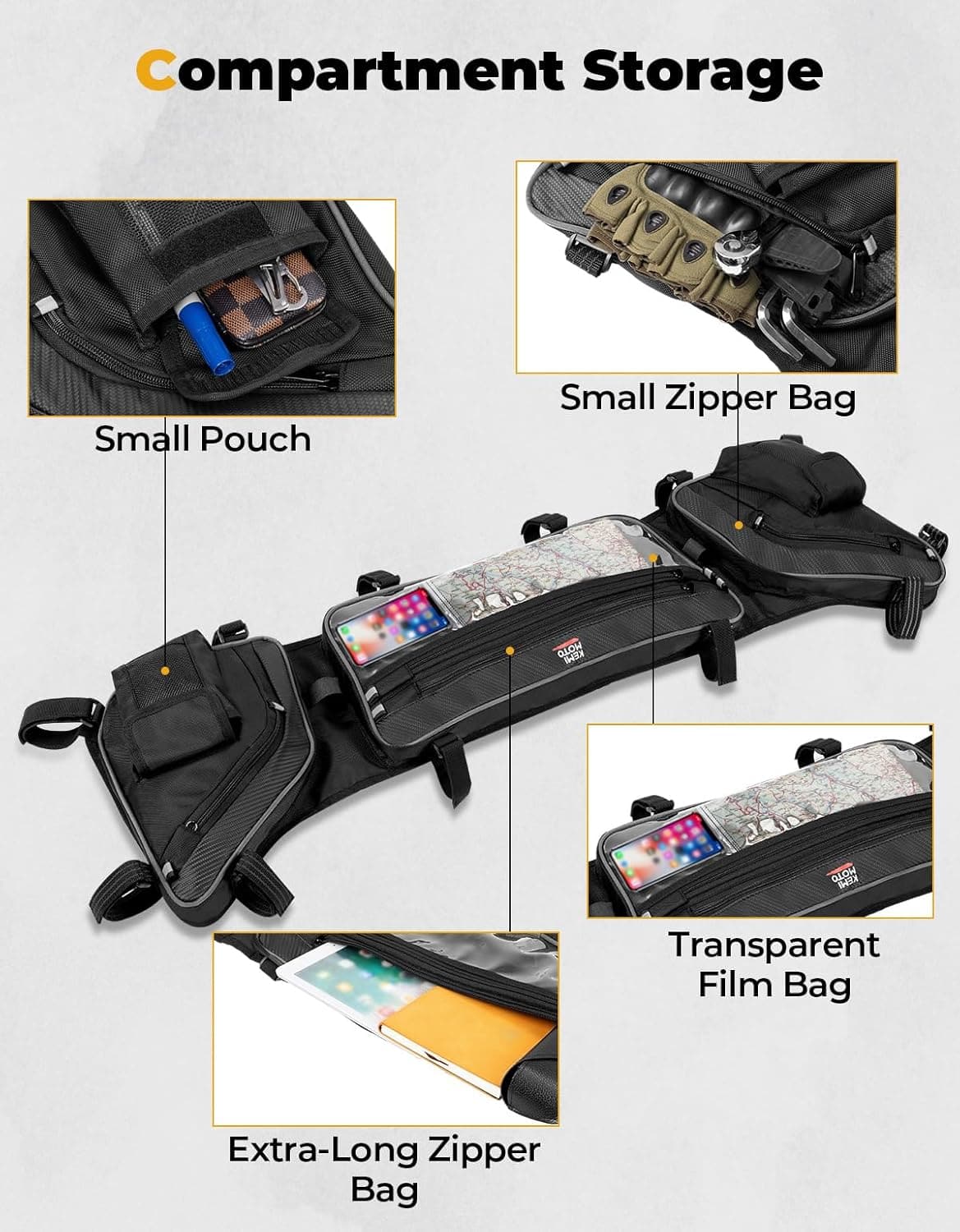 UTV Roof Bag Overhead Storage Bag for Polaris RZR XP 1000/ 4 2024 - 2025 - 3 Star UTV