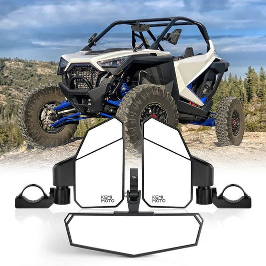 UTV Side Mirrors and Center Mirror for Can Am Maverick X3/ RZR w/ 1.6" - 2" Roll Bar - 3 Star UTV