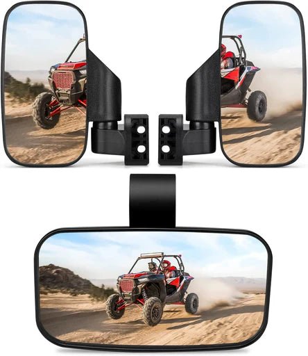 UTV Side Mirrors and Center Mirror with 1.6" to 2" Roll Bar Cage - 3 Star UTV