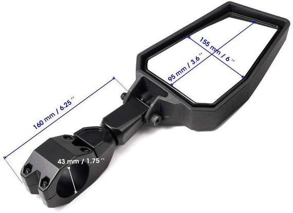 UTV Side View Mirrors for 1.75 - 2" Roll Bar Fit Polaris Ranger - 3 Star UTV