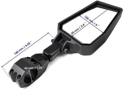 UTV Side View Mirrors for 1.75 - 2" Roll Bar Fit Polaris Ranger - 3 Star UTV