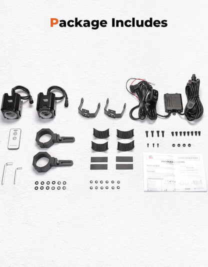 UTV Spot Beam Pod Lights w/ 1.5'' - 2'' Tube Clamp Kit for Can - Am Polaris CFMOTO - 3 Star UTV